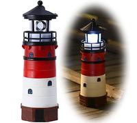 HSHD Solar Lighthouse Ornament - 30cm Tall Solar Lighthouse with Rotating Beacon, 360 Degree Rotating Lighthouse Decoration, Best Lighthouse Gifts for Children(Classic Red)