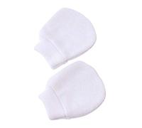 HshDUti 1 Pair Baby Anti Scratch Mittens with Wrist Cuffs, Baby Anti Scratch Mittens for Newborn Boys Girls, Super Soft Adjustable No Scratch Cotton Baby Gloves Mits, 0-10 Months White