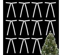 HshDUti 12Pcs Christmas Velvet Bows, Vintage Style Velvet Ribbon Bows for Christmas Tree, Gift Wrapping, Wreaths, Garlands, Wedding, Party, Home Decor,5x7 Inches White