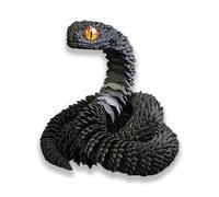HshDUti 3D Printed Snake, Articulated Crystal Snake, 30cm, Black, Fantasy Dragon, Collectable 3D Printed Animal, Home and Office Decoration