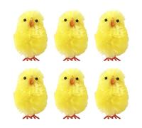 HshDUti 6 Pcs Easter Mini Chicks, 3 CM Yellow Easters Chicks, Kids Artificial Small Chicken for Easter-Bonnet-Decoration, Egg Hunt Toy Fillers, Bonnet Decorating Arts & Crafts 6pcs