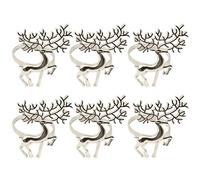 HshDUti 6pcs Christmas Napkin Rings Reindeer Napkin Holders Serviette Buckles for Xmas Holiday Party Dining Table Decoration Christmas Ornaments Xmas Gifts Silver