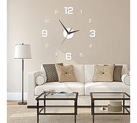 HshDUti Acrylic 3D Silent Arabic-Numeral Wall Clock - Frameless DIY Round Decorative for Living Room, Bedroom, Kitchen, Modern Stick on Silver