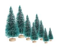 HshDUti Bottle Brush Christmas Tree 8 Pack, Small Xmas Trees, Xmas Crafts Decoration Mini Trees for Art Projects,Miniature Xmas Tree to Making DIY Snow Globes, Xmas Cake and Gifts Green