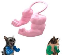 HshDUti Cat Muscle Arm Halloween Cat Costume Accessory 3D Printed Cat's Neck Arm with Muscle for Pet Cosplay, Funny Pet Halloween Costume Prop Hanging Armss for Kitten Birthday Party Supplies Pink
