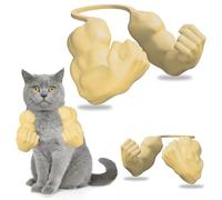 HshDUti Cat Muscle Arm Halloween Cat Costume Accessory 3D Printed Cat's Neck Arm with Muscle for Pet Cosplay, Funny Pet Halloween Costume Prop Hanging Armss for Kitten Birthday Party Supplies Beige