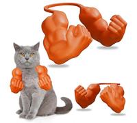 HshDUti Cat Muscle Arm Halloween Cat Costume Accessory 3D Printed Cat's Neck Arm with Muscle for Pet Cosplay, Funny Pet Halloween Costume Prop Hanging Armss for Kitten Birthday Party Supplies Orange