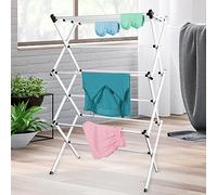 HshDUti Expandable Clothes Airer,3-Tier Clothes Drying Rack Foldable,98 x 63 x 39CM Indoor Outdoor Clothes Airer/Drying Rack for Laundry,Easy Storage White