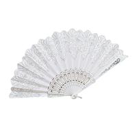 HshDUti Hand Fan Folding, Fabric Hand Fan, Folding Fan,Chines/Spanish Handheld Fans for Dancing Cosplay Props Wedding Party Home Decorations Birthday Gifts (Black-2Pcs) White