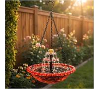 HshDUti Hanging Solar Bird Bath Fountain,2026 New Solar Cascade Hanging Bird-Bath Fountain,Hanging Bird-Baths with Water,Decorative Bird Bath Fountain for Garden Yard Patio Backyard Lawn Decor Orange
