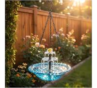 HshDUti Hanging Solar Bird Bath Fountain,2026 New Solar Cascade Hanging Bird-Bath Fountain,Hanging Bird-Baths with Water,Decorative Bird Bath Fountain for Garden Yard Patio Backyard Lawn Decor Blue