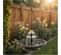 HshDUti Hanging Solar Bird Bath Fountain,2026 New Solar Cascade Hanging Bird-Bath Fountain,Hanging Bird-Baths with Water,Decorative Bird Bath Fountain for Garden Yard Patio Backyard Lawn Decor Grey
