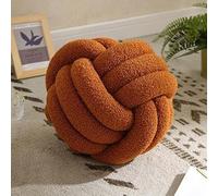 HshDUti Knot Pillow Ball, Soft Home Decorative Round Throw Pillow, Handmade Knotted Plush Pillow, Round Boucle Pillow Cushion, Aesthetic Knot Plush Decorative Pillows for Bed Sofa Couch Brown