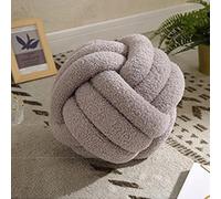 HshDUti Knot Pillow Ball, Soft Home Decorative Round Throw Pillow, Handmade Knotted Plush Pillow, Round Boucle Pillow Cushion, Aesthetic Knot Plush Decorative Pillows for Bed Sofa Couch Grey