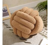 HshDUti Knot Pillow Ball, Soft Home Decorative Round Throw Pillow, Handmade Knotted Plush Pillow, Round Boucle Pillow Cushion, Aesthetic Knot Plush Decorative Pillows for Bed Sofa Couch Khaki