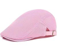 HshDUti Mens Breathable Mesh Summer Hat Adjustable Newsboy Beret Ivy Cap Cabbie Flat Cap Mens Flat Ivy Gatsby Newsboy Driving Hat Cap Pink
