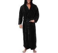 HshDUti Mens Dressing Gown Fluffy Super Soft Hooded Bathrobe for Men Plush Fleece Perfect Loungewear Long Robe Nightwear Robe | Gifts for Men Black XXXXXL
