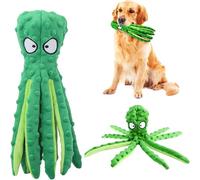 HshDUti Octopus Dog Toys, No Stuffing Squeaky Dog Toys Interactive Octopus Dog Chew Toys with Crinkle Paper for Small Medium Dogs Playing and Training Green