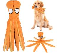 HshDUti Octopus Dog Toys, No Stuffing Squeaky Dog Toys Interactive Octopus Dog Chew Toys with Crinkle Paper for Small Medium Dogs Playing and Training Orange