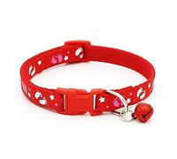 HshDUti Quick Release Dog Cat Collar with Bell, Cute Paw Patterns, Kitty Safety Collars, Cat Collars Quick Release Safety Buckle with Bell Adjustable for Small Dogs and Cats Red