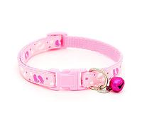 HshDUti Quick Release Dog Cat Collar with Bell, Cute Paw Patterns, Kitty Safety Collars, Cat Collars Quick Release Safety Buckle with Bell Adjustable for Small Dogs and Cats Pink