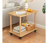 HshDUti Side Table, Bedside Table, Sofa Side Table, Coffee Table with 4 Wheels, Nightstand, Small End Table with Storage Shelf, Wodden Side Table for Living Room, Bedroom, Bathroom, Balcony, Sofa, Of