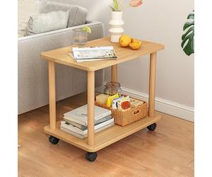 HshDUti Side Table, Bedside Table, Sofa Side Table, Coffee Table with 4 Wheels, Nightstand, Small End Table with Storage Shelf, Wodden Side Table for Living Room, Bedroom, Bathroom, Balcony, Sofa, Of