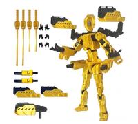 HshDUti T13 Action Figure Set (Assembly Completed), 3D Printed Multi-Jointed Movable Titan13 Lucky Dummy 13 Mobile Robot, Nova 13 Action Figures Desktop Decorations for Game Lovers Toy Golden
