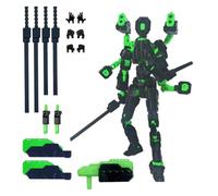 HshDUti T13 Action Figure Set (Assembly Completed), 3D Printed Multi-Jointed Movable Titan13 Lucky Dummy 13 Mobile Robot, Nova 13 Action Figures Desktop Decorations for Game Lovers Toy Red Black