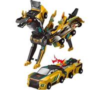 HshDUti Transforming Dinosaur Toys, 2 in 1 Magnetic Cars Collision Transform into Dino Toys, for Boys Girls Toy Age 2-12, Christmas Birthday Gift Gold Dragon