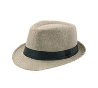 HshDUti Unisex Timelessly Classic Manhattan Fedora Hat for Men Women Gangster Trilby Hat Summer Sun Hat Short Brim Fedora Panama Jazz Cap Light Khaki