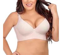 HshDUti Women's Seamless Plus Size Bra Padded Bra Underwire Bra Ultra Light T-Shirt Bra Everyday Bras Comfort Bra Push Up Bra Invisible Bralette Skin Color 50B