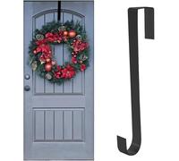 HshDUti Wreath Hanger for Front Door, 40-66cm Adjustable Sturdy Steel Wreath Door Hanger,Over The Door Hanger Hook,Easter Halloween Christmas-Wreath-Door-Hanger Black (1pcs)