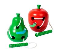 HSHEMBER 2PCS Threading Toys for 2 Year Olds, Wooden Threading Toys, Activity Set with Lacing Strings and Beads for Toddler Play