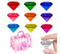 HSHEMBER Gemstones for Kids, Adventure Treasure, Gem Stones Collection with 10Pcs Multicolored Large Gems for Treasure Hunt Games, Learning and Gift Giving
