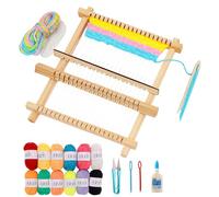 HSHEMBER Weaving Loom Kit, Bead Loom and Tapestry Kit, Complete Weaving Set with Wooden Frame, Shuttles, Combs for Beginners and Kids