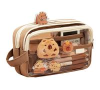 Hshenjhu Capybara Pencil Case, Capybara Stationery Set with Large Capacity, Cute Capibara Stationery Set with Capibara Cuddly Tie and Sticker, for Office, School, Boys and Girls, brown, Capybara