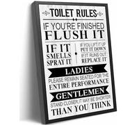 HSHFKLH Funny Toilet Rules Quotes Poster Wall Art Unframed