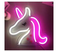 HSHHJSH LED Neon Pink and White Unicorn Wall Sign for Cool Light, Wall Art, Bedroom Decorations, Home Accessories, Party, and Holiday Decor Powered by USB Wire (Unicorn)