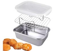 HSHQING Better Breader Shaker Bowl with Lid, 2.6QT Stainless Steel Breading Shaker Bowl for Fried Fish, Chicken, Flour Coating