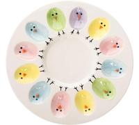 HSHQING Ceramic Deviled Egg Platter Holder Easter Chicks Plates Egg Serving Tray for Hold n Devil Dozen Eggs
