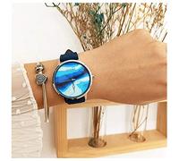 HSHTTKL Birthday Present Creative Dial Design Watch, Wrist Watch with PU Leather Strap, Clock Dial Analog Quartz Watch Girls Boys Gift Clothing Accessories