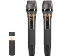 HSHTTKL Metal Cordless Microphone with USB Receiver Wireless Microphone for Meeting Speech Handheld Mic with LED Display