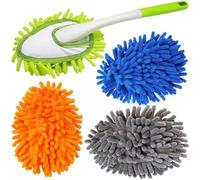 Microfiber Feather Duster,13 Inch Length, with 4 pcs Washable Duster Cloth, Car Duster, Perfect for Cleaning Windows, Tables, Cars,Furniture, Keyboards, Fans, Screens,Mirrors