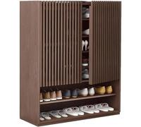 HSHTTKL Shoe Storage Cabinet, 7-layer Large Capacity Shoe Cabinet with 2-Doors, Walnut, 80/100cm x 35cm x 115cm, Entryway