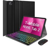 HSIAOZ Backlit Keyboard Case for T-Mobile REVVL Tab 2 10.1 Inch (2025), Rainbow Backlight Detachable Wireless Keyboard with PU Leather Folio Case for 10.1” T-Mobile Revvl Tab 2 5G