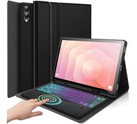 HSIAOZ Touchpad Backlit Keyboard Case for Samsung Galaxy Tab S11 Ultra 14.6" (2025), 7 Color Rainbow Backlight Detachable Wireless Multi-Touch Trackpad Keyboard with PU Leather Folio Case