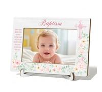 HSIASHENG Christian Baptism 4x6 Picture Frame for Girls, Baptism Gifts for Baby Girl Kids Photo Frame, May God Bless You As You Grow Picture Photo Frames 4"x6"for Desk Tabletop Display Decorations