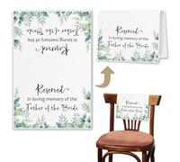 HSIASHENG In Loving Memory Sage Green Wedding Chair Sign - Reserved Seating for Someone in Heaven - 17.7x11.8 Inches - Father of The Bride -Sage Green Wedding Chair Decor - 1 Pc