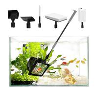 HSIFMATE Upgraded Fish Tank Cleaner Kit Aquarium Cleaning Tools Algae Remover Scraper Scrubber Pad Adjustable Long Handle Glass Fish Tank Brush Cleaner Set with 6PCS Replacement Sponge